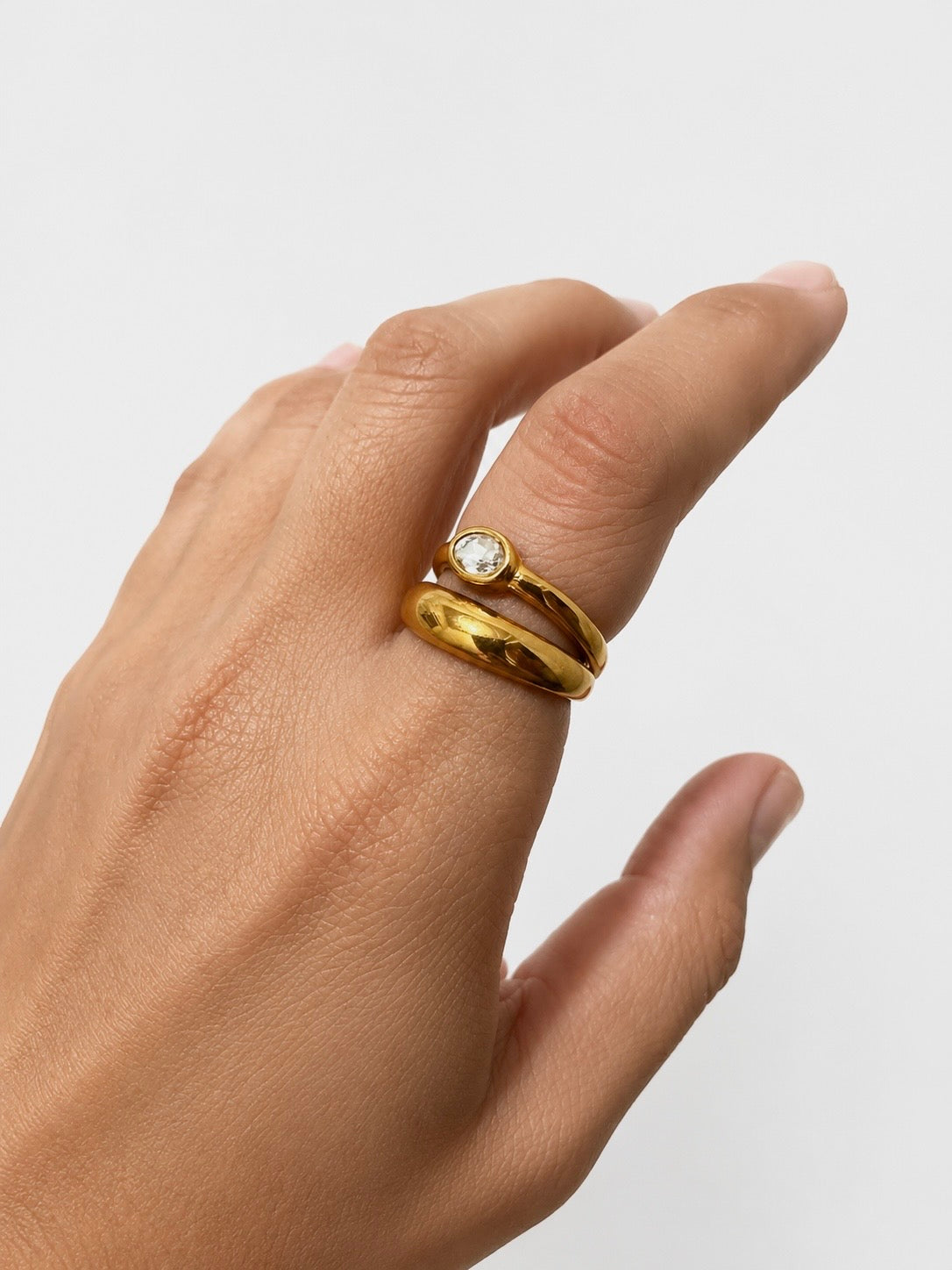 Anel Duo Diamante Dourado