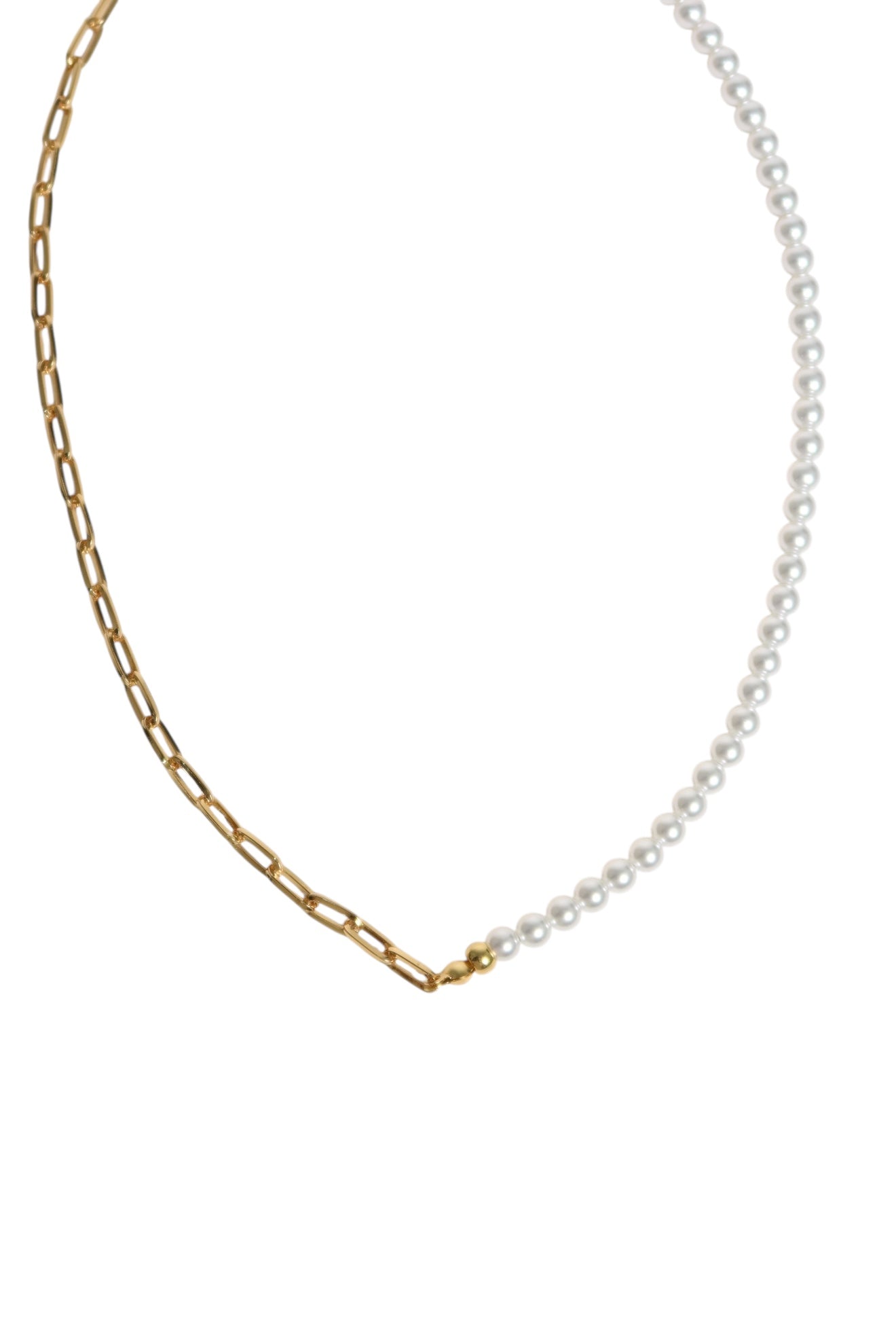 Colar Pearl de Aço e Pérolas Dourado