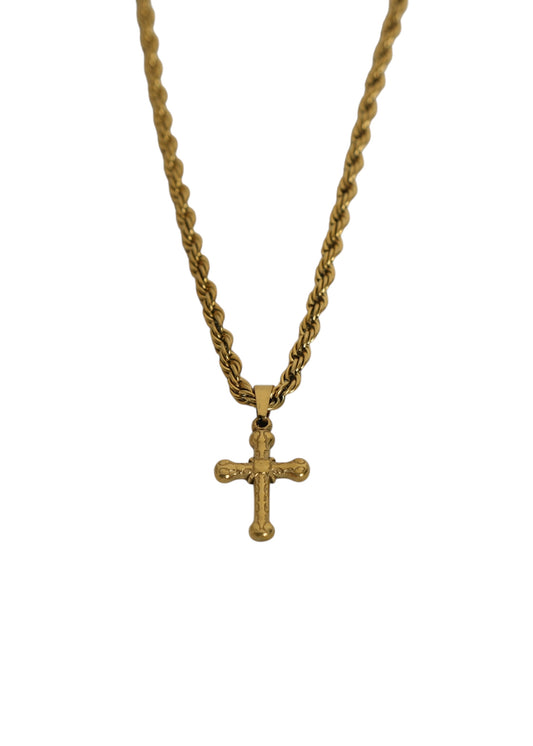 Colar Cruz Traçada Dourada