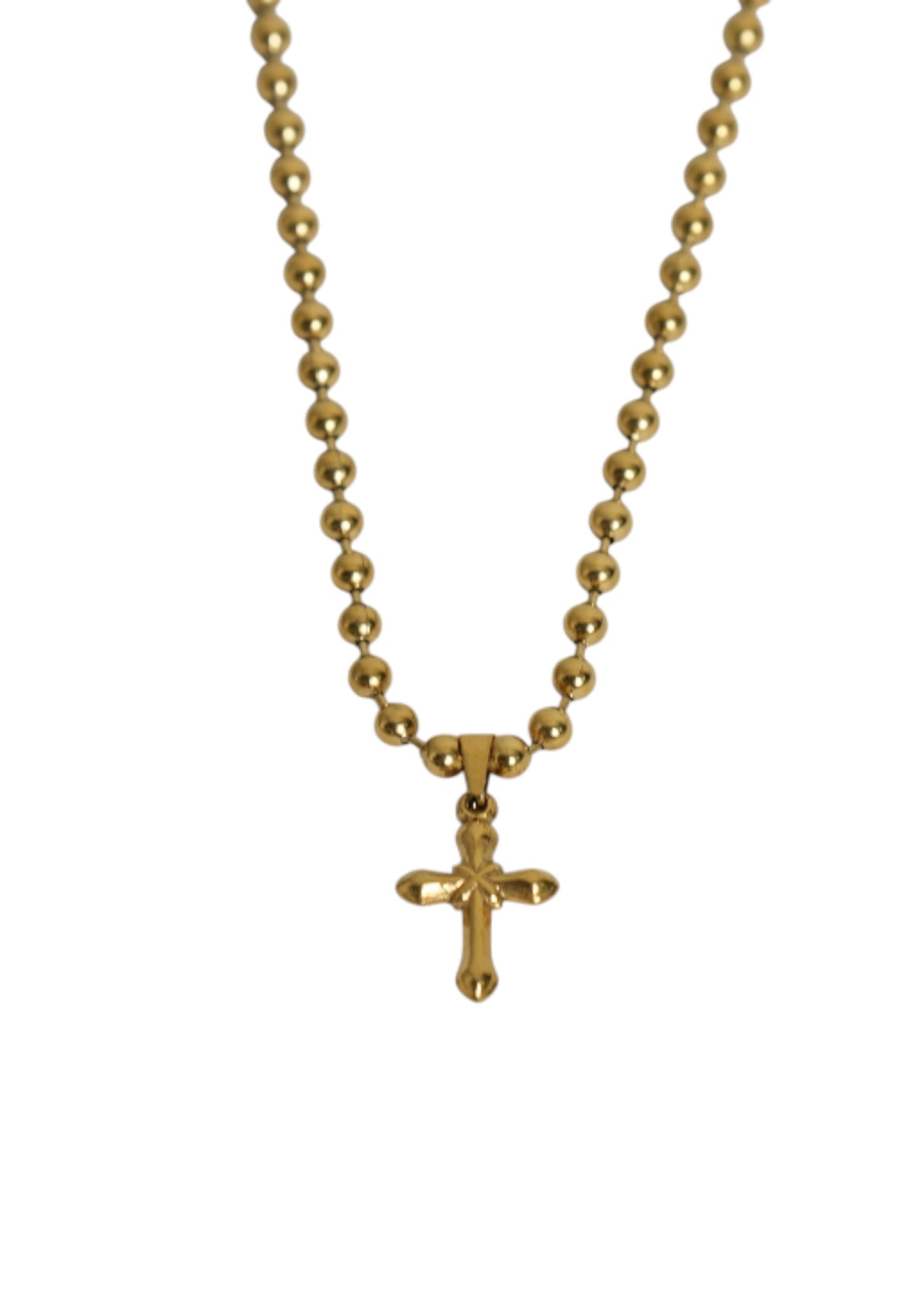 Colar Cruz Ball Dourado